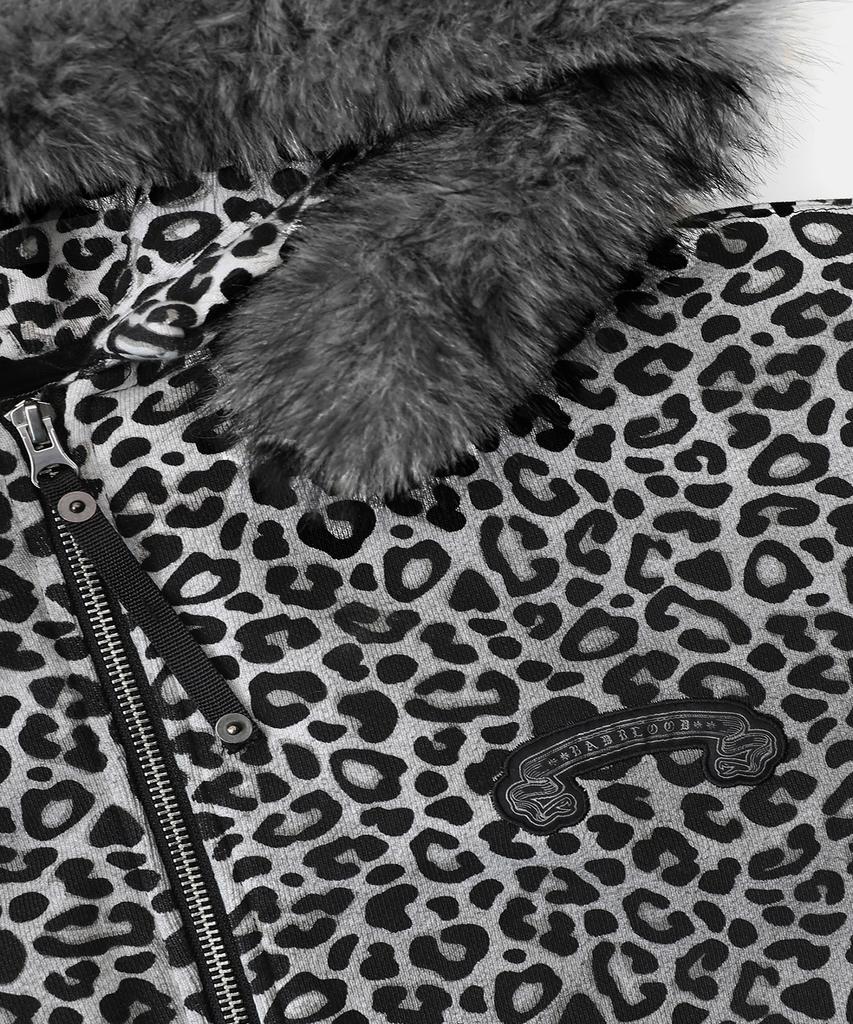 Badblood Cosmo11 Detachable Fur Hoodie Zip-Up - White Leopard