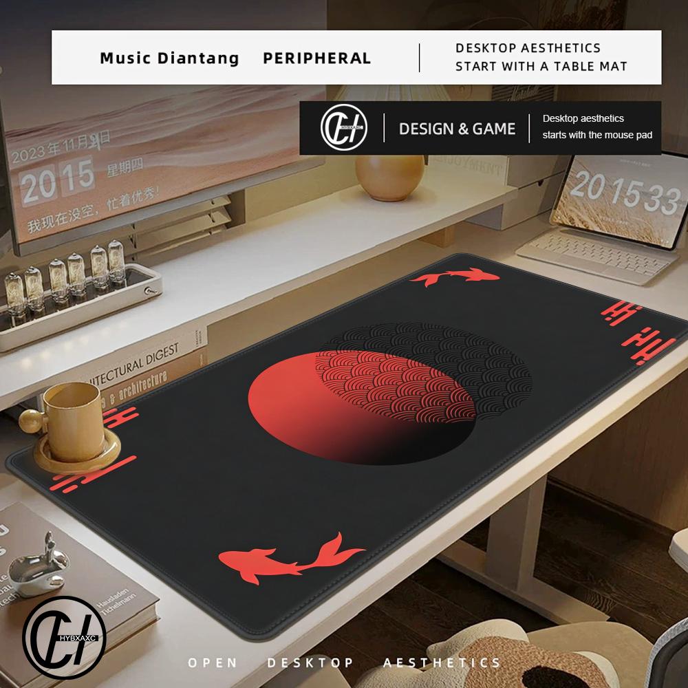 

Koi Fish Sun Cloud Japan Art Seal Sunrise Japanese Desk Mat Black & Red Mouse Pad Large XXL Gaming Deskmat Rubber HYBXAXC 600x300x2mm