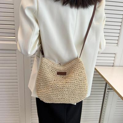 Letní ratanová slaměná taška pro ženy Pletená plážová taška Crossbody taška Bohemia Style Taška přes rameno na dovolenou