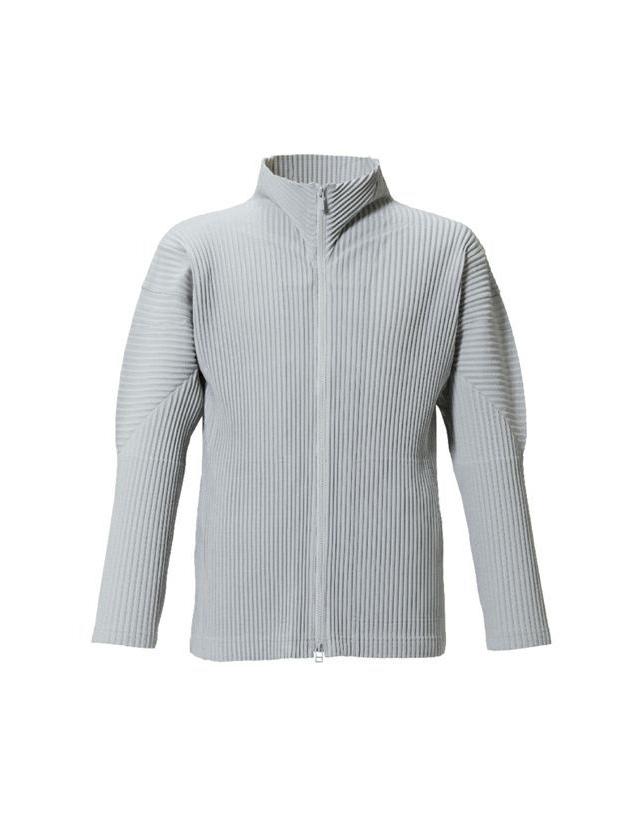 Japan Miyake Style Pleated JL140 High Neck Loose Casual Zipper Long Sleeve Jacket