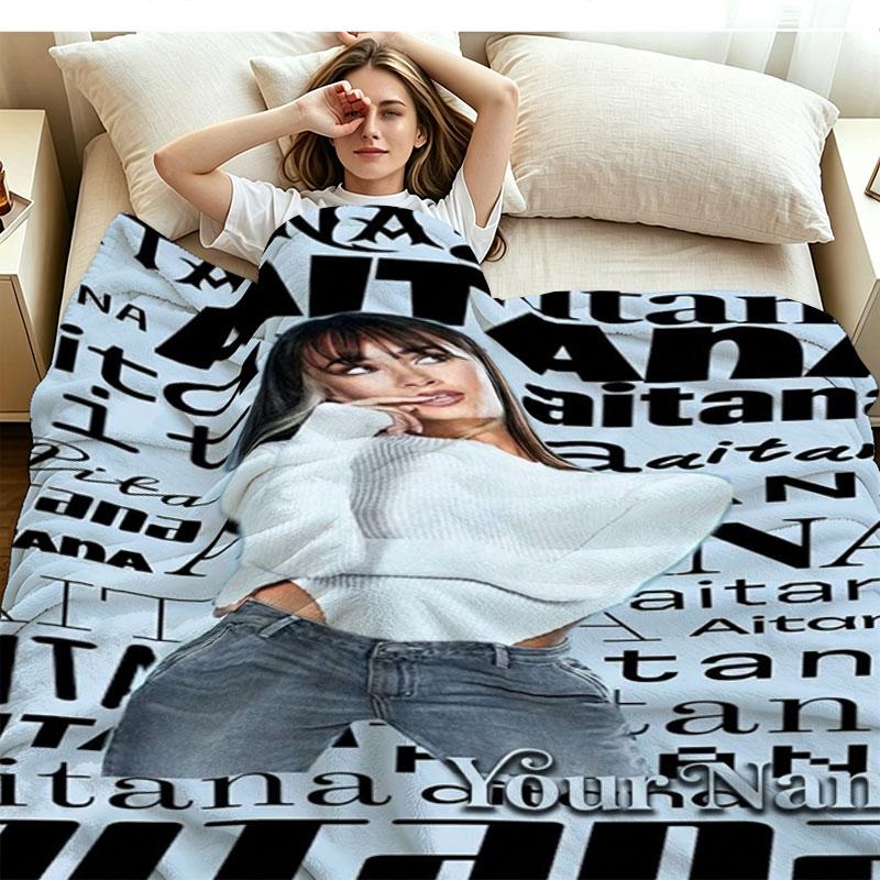 1PC Aitana Custom Name Patterned Flannel Blanket Suitable For All Seasons for Home Decor Warmth and Comfort Gifts Holiday Present