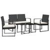 VidaXL Garden Dining Set with Cushions 5 Pcs Black PP Rattan, Dining Set, Outdoor Dining Set, 360215