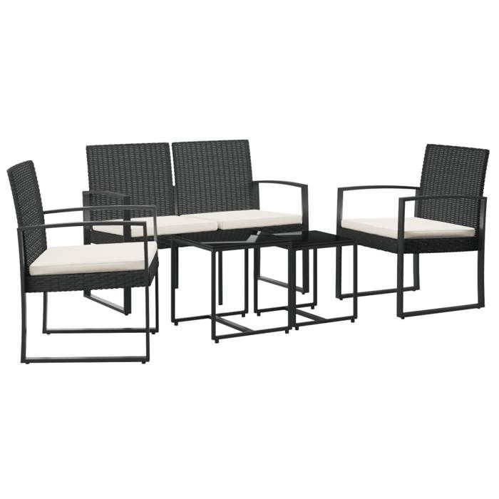 VidaXL Garden Dining Set with Cushions 5 Pcs Black PP Rattan, Dining Set, Outdoor Dining Set, 360215