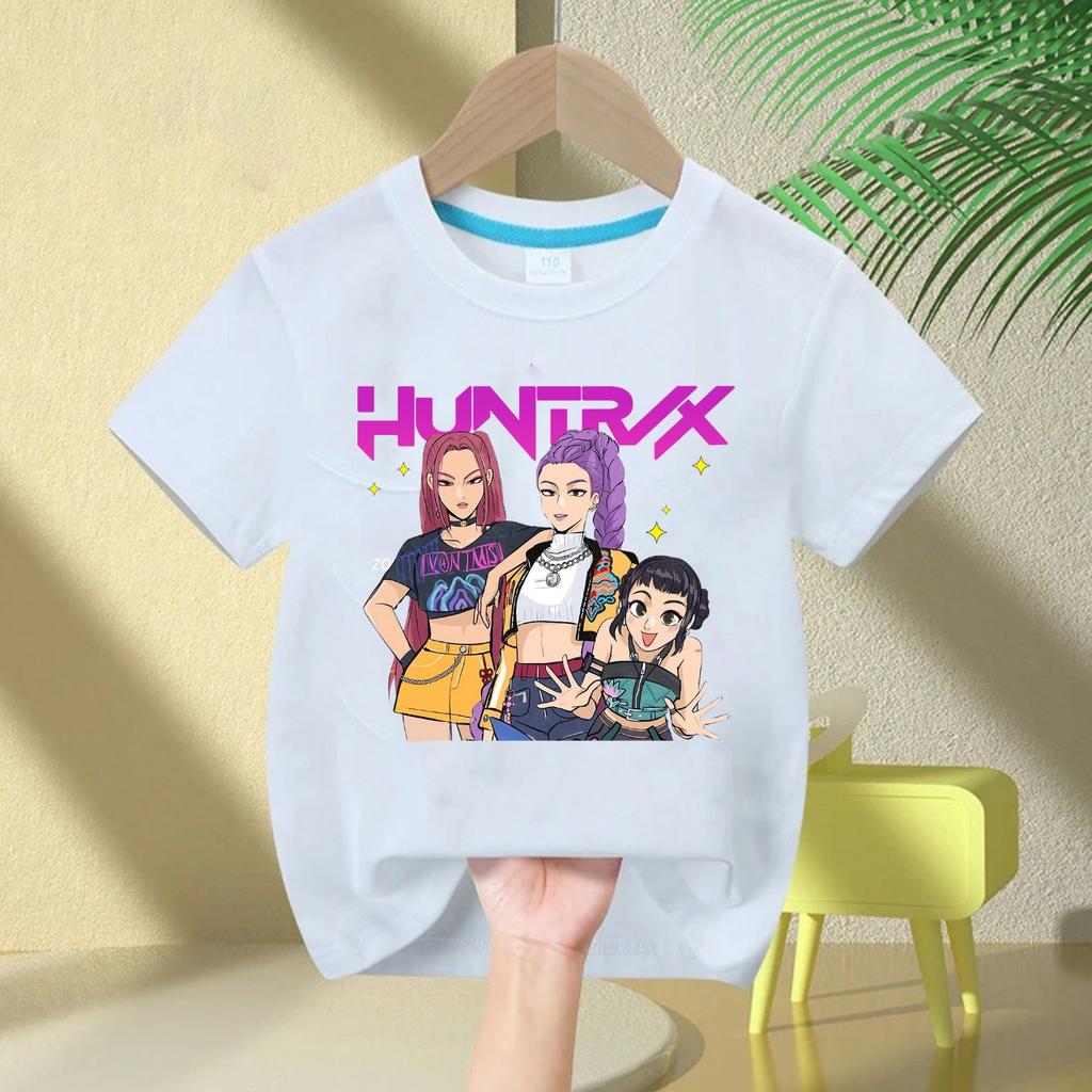 KPop Devil Hunter Print Fashion Casual Top 2025 Movie Round-neck Cartoon Girl and Boy T-shirt Casual Girl Clothing