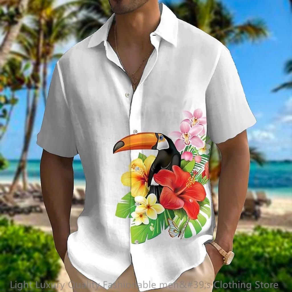 men's shirt short-sleeved shirt 3D printed animal pattern short-sleeved clothing super large