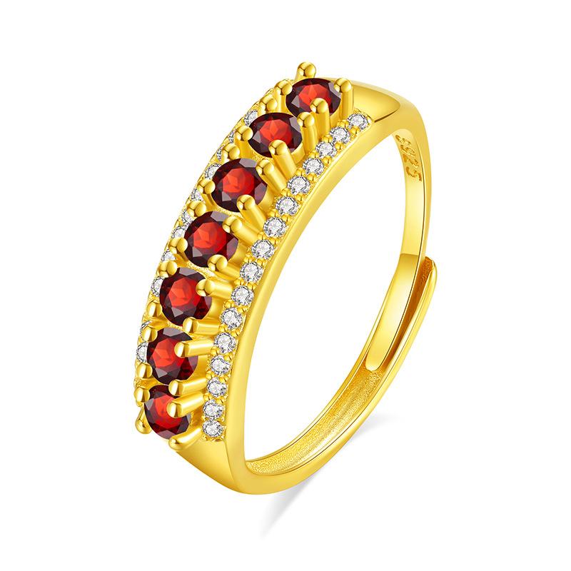 New S925 sterling silver high-end European and American cross-border ins wind natural spar row ring ring fashion retro jewelry gifts opening adjustable