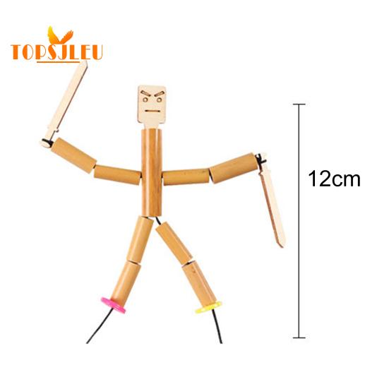 Bamboo Man Toy DIY Puppet Kit,Children Interactive Game,Bamboo Craft Material Kit,Boys Girls Gift