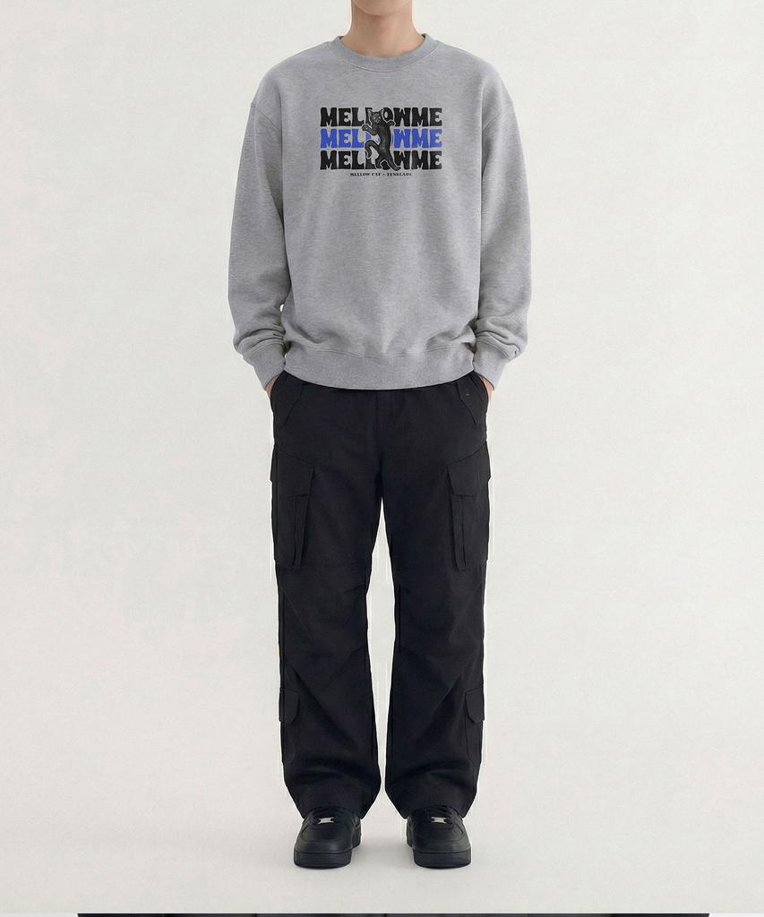 TENBLADE Premium Double-Sided/Fleece-Lined Mellow Cat Semi-Overfit 2-Color Graphic Sweatshirt
