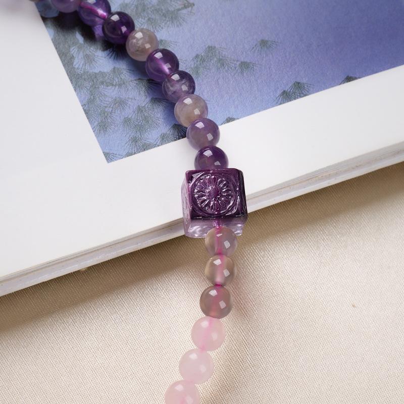 Natural Amethyst Beaded Bracelet for Women, Nine Purple Fire Energy, Light Luxury, High-End Feel, Buddhist Bead Bracelet Jewelry