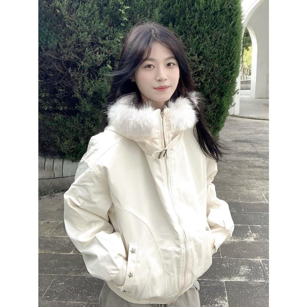 Fur collar padded pie overcomes thick coat women's winter thickened warm short tooling padded jacket padded jacket stand-up collar