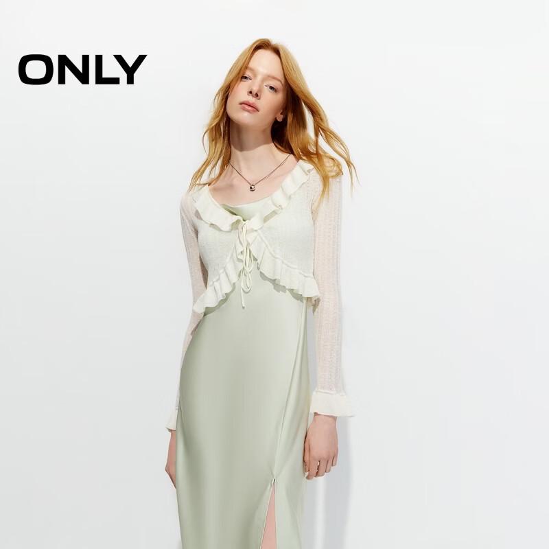 ONLY Women s Ruffle Tie-Front Long Sleeve Knit Top M