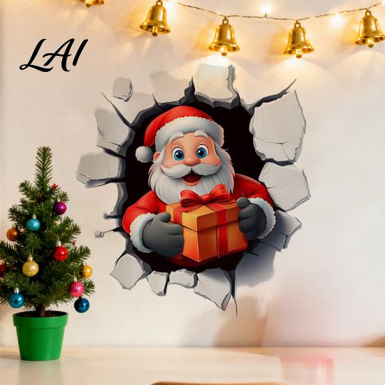Washable Surface Stickers Christmas Wall Stickers Self-Adhesive Decals for Home Holiday Party Easy Apply Covers Decor Waterproof PVC Art Decor
