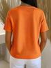 Plus Size Women's Solid Round Neck Short Sleeve Casual Top with Button Detail