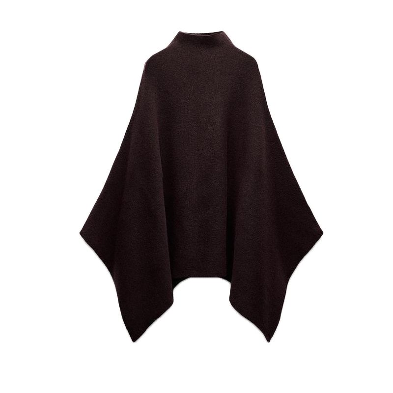 Autumn and Winter New Women Clothes Western Style Blended Fabric Asymmetric Stand Collar Knitted Cape Coat 3739027
