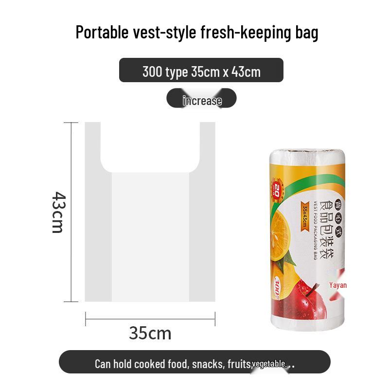 Thickened Refrigerator Storage Bags - Hand-Tear, Sealing, Flat Mouth for Fresh Food & Vegetables