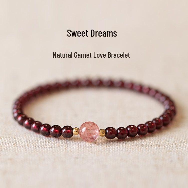 Elegant Women's Imitation Garnet Bracelet - Simple Chinese Style Design
