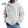 Fashionable Waffle Knit Hoodie Men's Hooded Jacket, Solid Zip Up with Adjustable Lightweight Athletic Outerwear Hood & Pockets, Long Sleeve