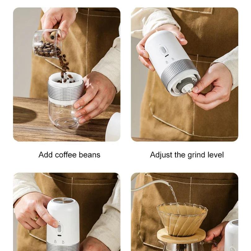 Portable Electric Coffee Grinder, Ceramic Grinding Core, USB Charge, Home Beans Pulverizer Black,white Electric Coffee Grinder
