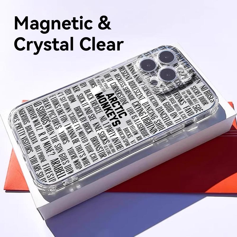 Rock Arctic M-Monkeys Phone Case For iPhone 17 16 15 14 13 12 Pro Max Plus With Magnetic Crystal Clear Case Wireless Charge