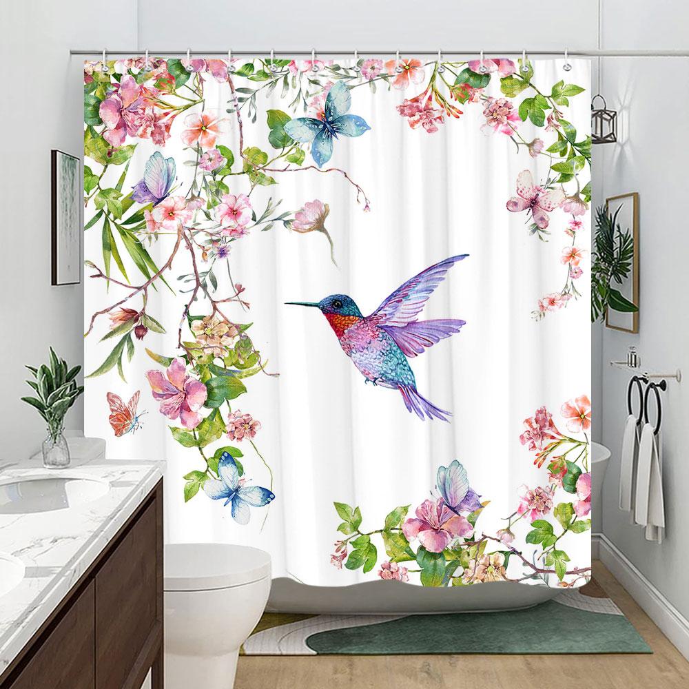 

Sage Green Eucalyptus Leaves Shower Curtain Floral Flower Bird Shower Curtains Hummingbird Butterfly Modern Aesthetic Bath Decor 90x180cm