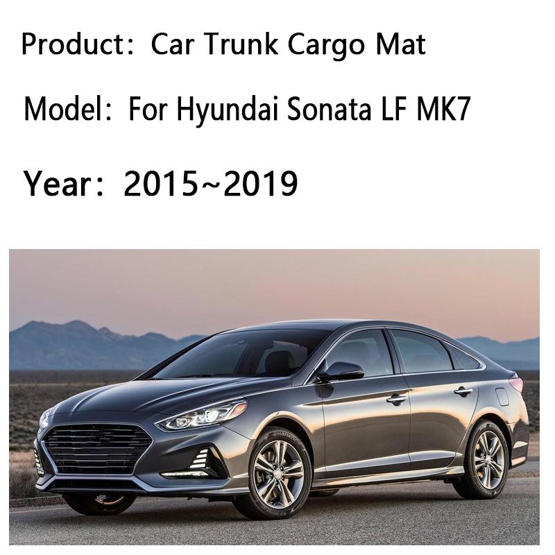 Car Trunk Mat For Hyundai Sonata 2015~2019 2016 2017 LF MK7 Cargo Storage Carpet Leather Pad Waterproof Cushion Auto Accessories
