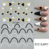 Nail Art Stickers Ins Valentine's Day Black And White Love Hot Stamping Lines Smile French Adhesive Nail Stickers