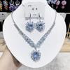 Trendy Heart Pendant Jewelry Set Earring Pendant Necklace For Women Bridal Wedding Exquisite Fashion Zirconia Party Banquet Gift
