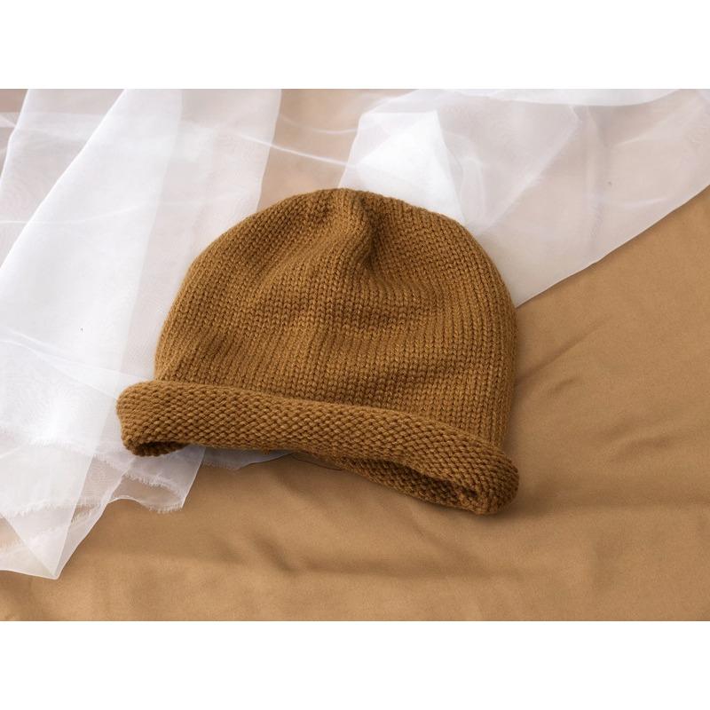 Autumn and Winter Japanese Wool Hats for Women Korean Style Trendy Solid Color Ear Protection Hat Curled Edge Pile Hat Warm Knitted Cold Hat