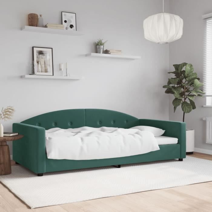 VidaXL Lit de repos vert foncé 100x200 cm velours 354145