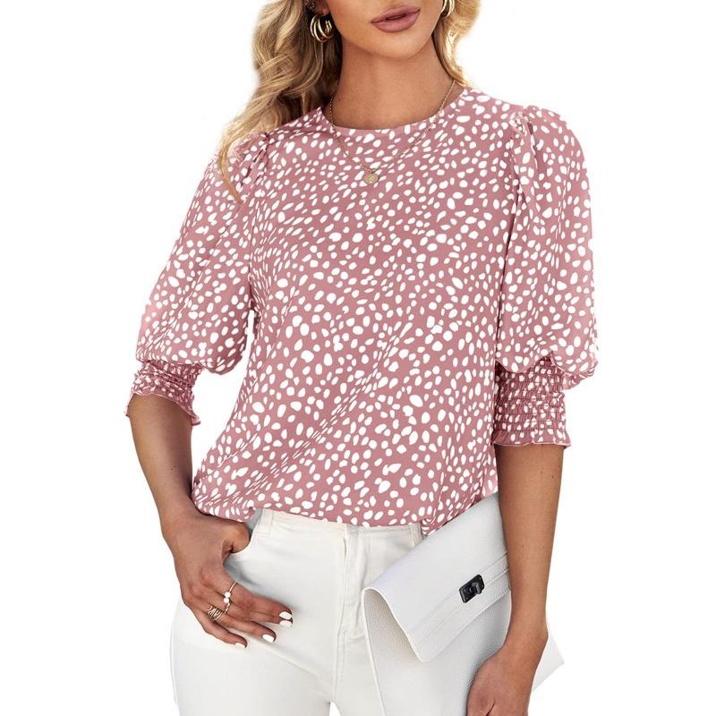 Women's New Summer Loose Printed Short-sleeved Round Neck Chiffon Shirt for Women