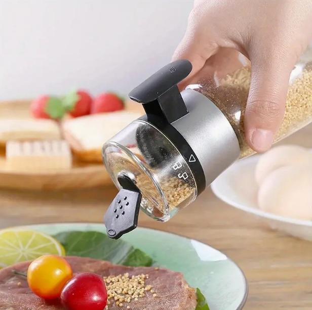 1pc Glass Salt Seasoning Bottle Leak Proof Seasoning Sealed Storage Bottle Rotating Lock Dust Proof Bottle Kitchen Accessories
