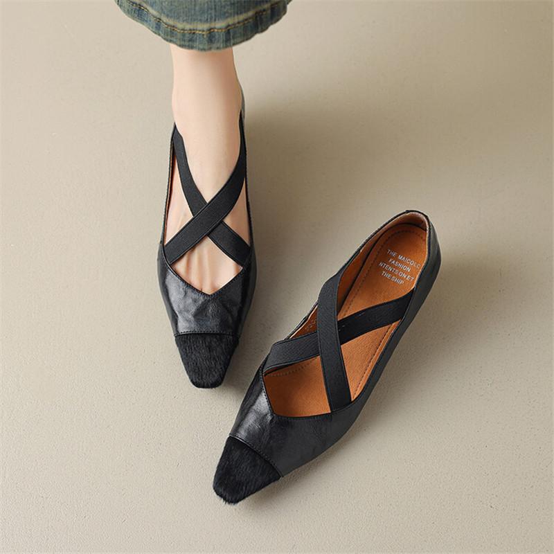 Fashion New Spring Summer Genuine Leather Women Shoes Square Toe Shallow Women Pumps Mary Jane Shoes for Women Horsehair Ladies Shoes