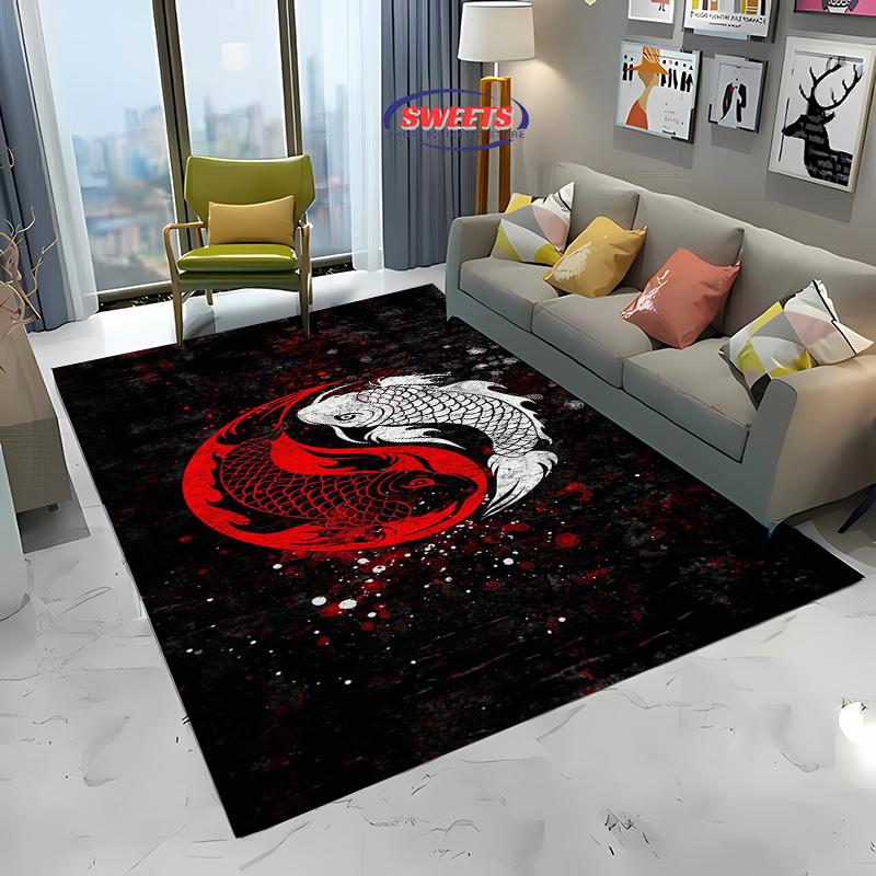 Alfombra Tai Chi Arte Secreto Chino Antiguo, Alfombrilla para Sala de Estar Dormitorio Sofá Cocina Felpudo Decoración, Alfombrilla Duradera Antideslizante para Suelo de Niños