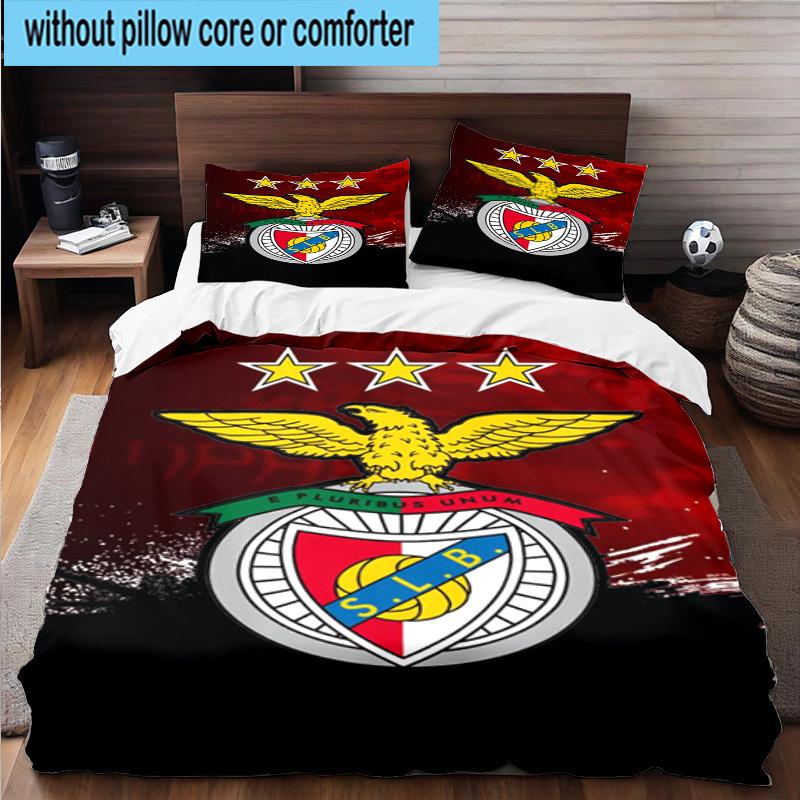 Set Biancheria da Letto Stampato 3 Pezzi Club di Calcio Benfica Chiusura Copripiumino Include 1 Copripiumino & 2 Federe Set Biancheria da Letto Decorazioni per la Casa Regali