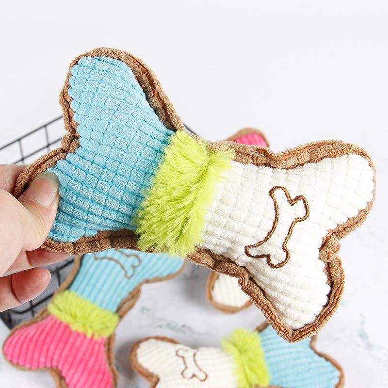 Pet Voice Grinding Teeth, Bite-resistant Cat and Dog Plush Toys, Corn Grain Bones