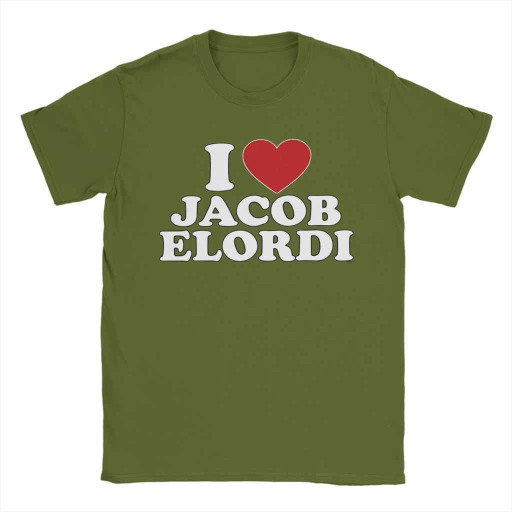 I Love Jacob Elordi Unisex S T Shirt Vintage Tees Short Sleeve Round Neck TShirt Cotton Printing Clothing