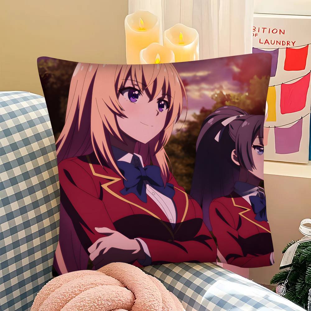 1Pc C-Classroom Of The Elite Anime Pillow Case Fashion Square Pillowcase Bedroom Sofa Room Ins Decoration Leisure