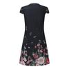 Fashion Women V-neck Printed Lace Splicing Dress Casual Slim Pullover Dress