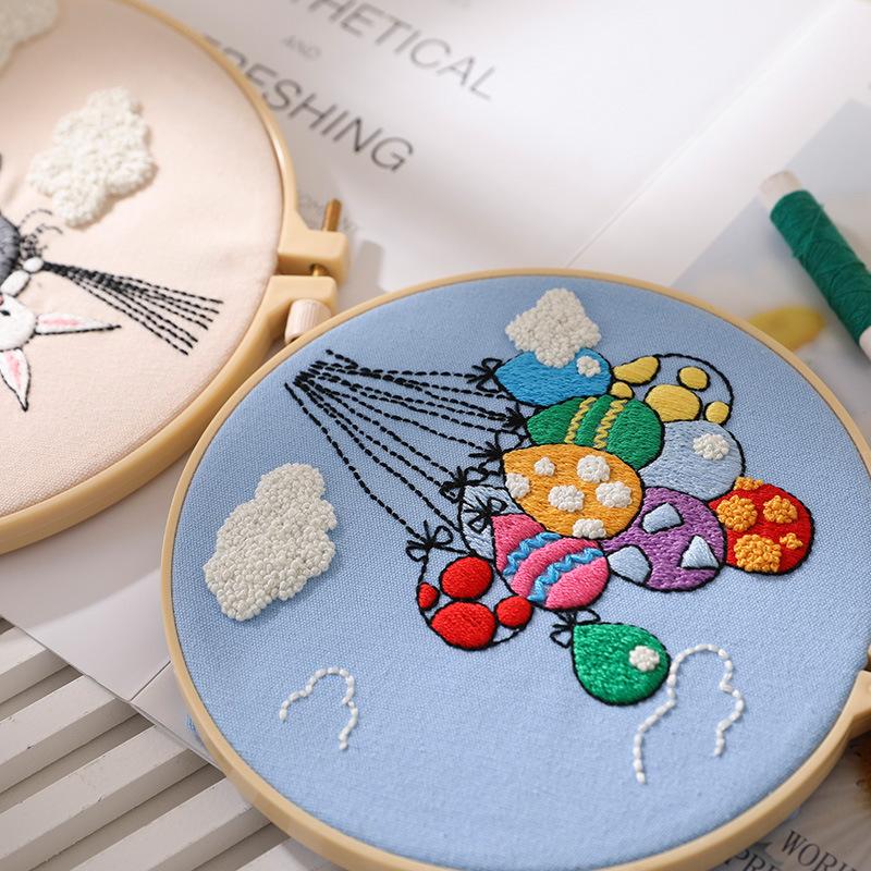 Diy Handmade Embroidery Material Package, Giraffe Elephant Rainbow Girl Balloon 2 Pieces Under The Sea