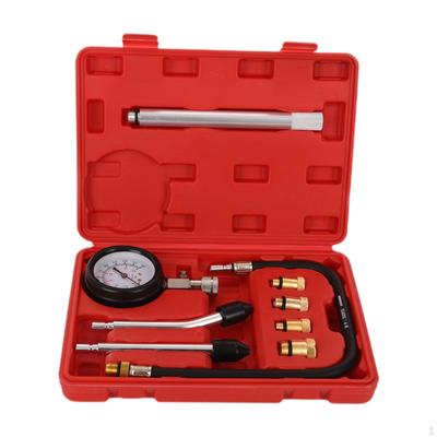 Kompressionstester, Doppelskala mit Adaptern, leicht ablesbare Aufbewahrungsbox, Druckbereich 0–300 PSI