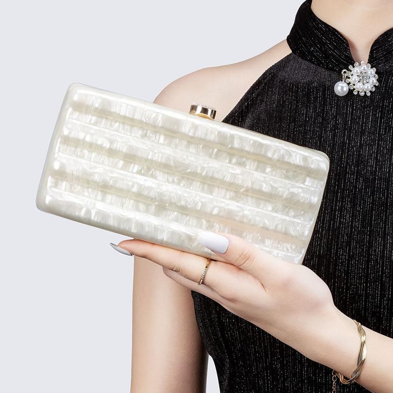 2025 New Fashion Acrylic Long Evening Clutch Bags Luxury Designer Women Wedding Party Square Handbags Shoulder Bag