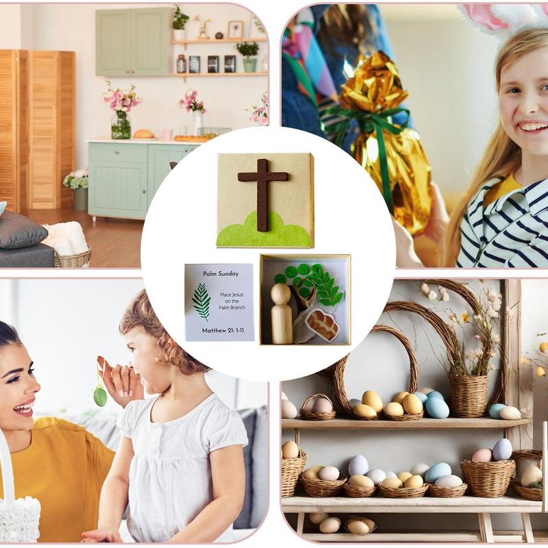 Holy Week Box Religious Festive Bible Game Holy Week Box Resurrection Game Easter Story Religious Decorations for Basket