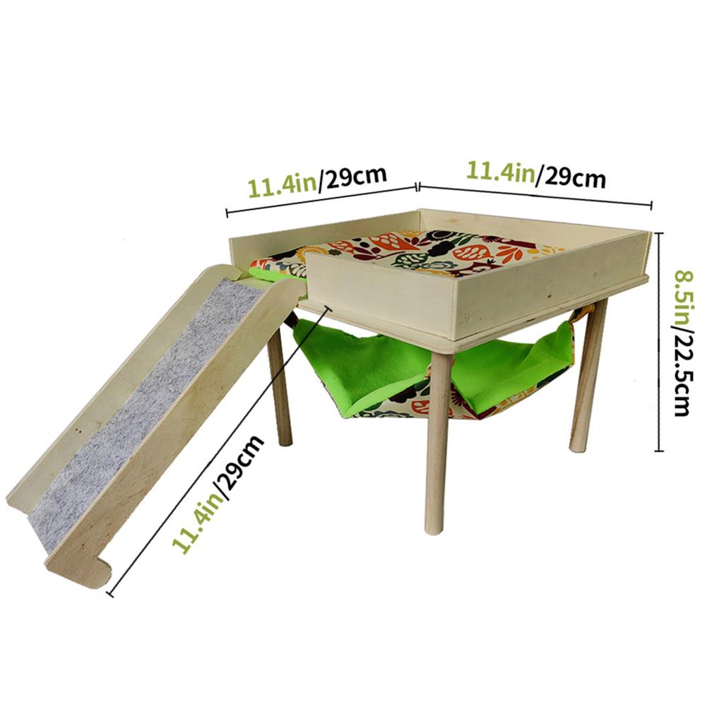 

Убежище для морских свинок Деревянный домик для мелких животных Среда обитания с лестницей на платформе Укрытие для животных Зона для сна и развлечений Аксессуары для клеток