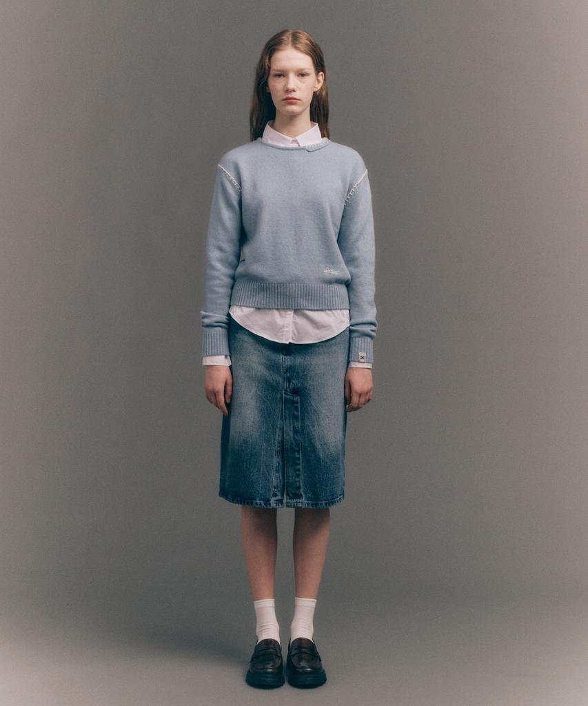 Seteo (W) Maradi Denim Midi Skirt Crinkle Washed Blue