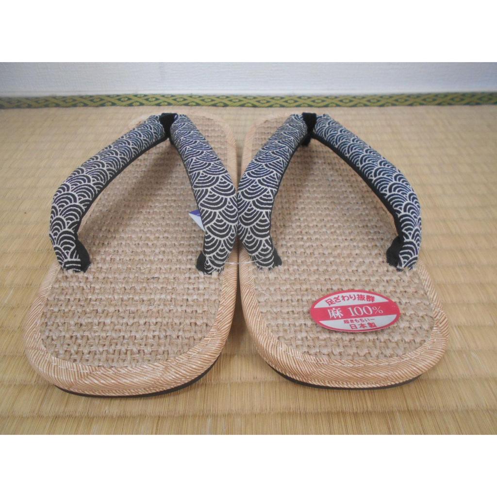 Used Snowy grass, linen surface setta, leather sole LL, crepe Qinghai wave pattern, 26.5-28.5cm, also suitable for yukata
