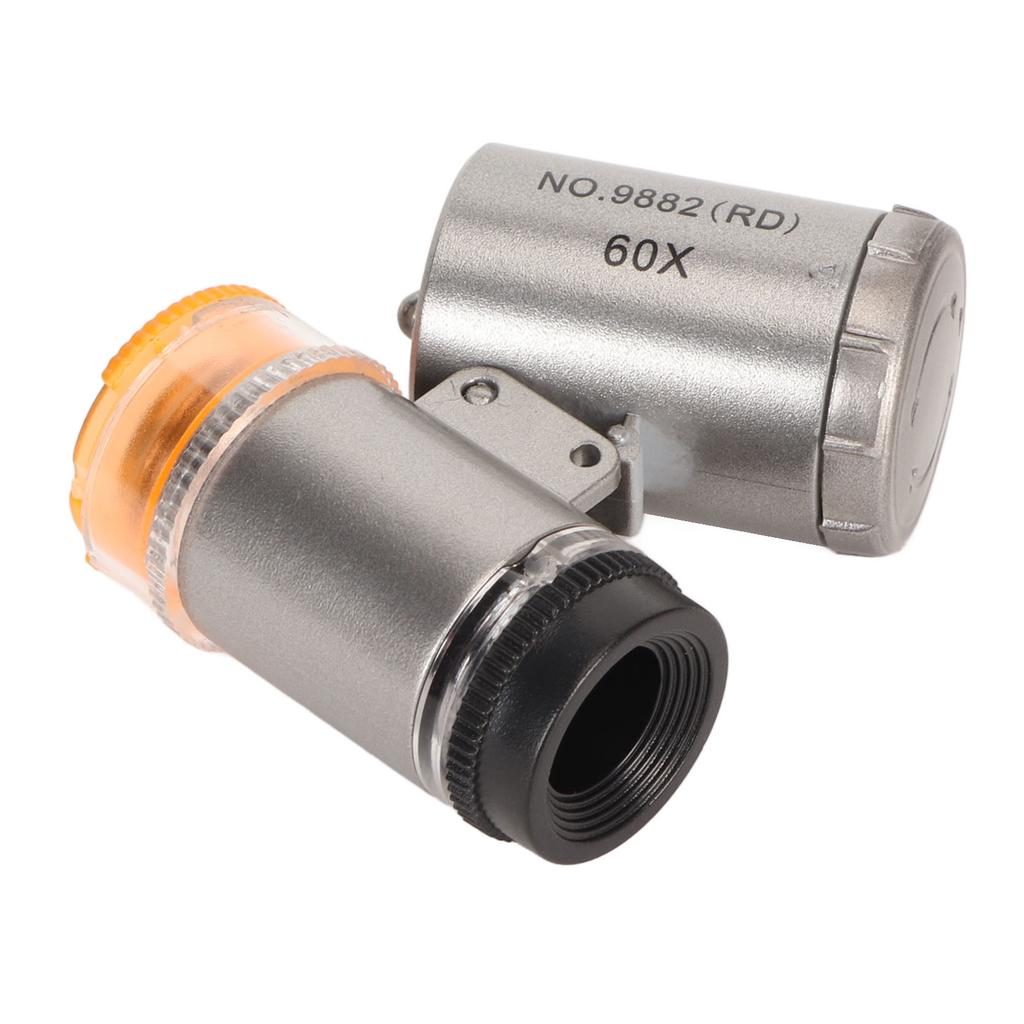 60X Mini Pocket Microscope Magnifier with LED Light Adjustable Portable Magnifying Glass UV Currency Detector for