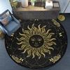 1pc Starry Sun Round Rug - Non-slip Polyester Rug with Gold Constellation Pattern for Living Room, Bedroom, Crystal Velvet