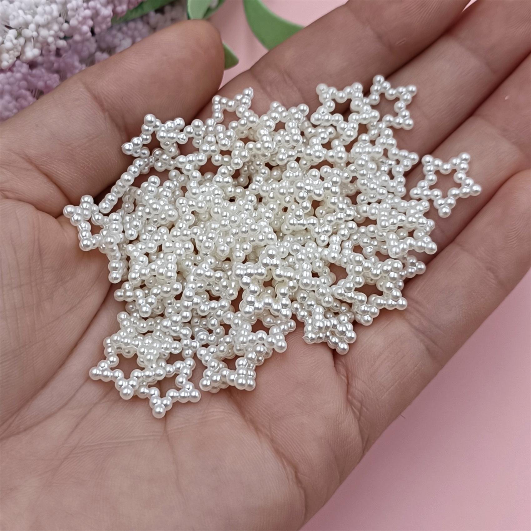 

200 шт. украшения для ногтей DIY Подвески свободные бусины ABS полый жемчуг белого цвета Изготовление ювелирных изделий Сердце Звезда Цветочные поделки Геометрия 3