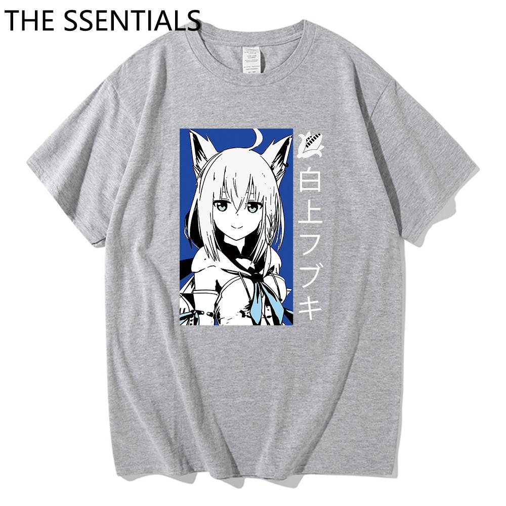 Hololive VTuber T-skjorte Unisex Harajuku tegneserie-grafikk-t-skjorter Unisex-tilfeldig bomullst-skjorte Herre Anime Kawaii Shirakami Fubuki T-skjorte