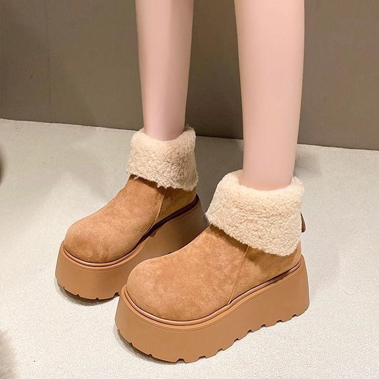 Snow Boots Women's New Winter Fashion Versatile Velvet Thickened Warm Cotton Shoes
